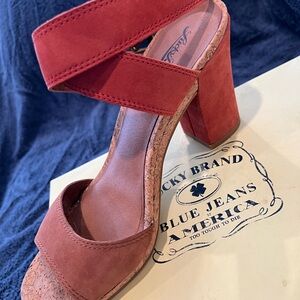 Lucky Brand Women's Red Suede Block Heels